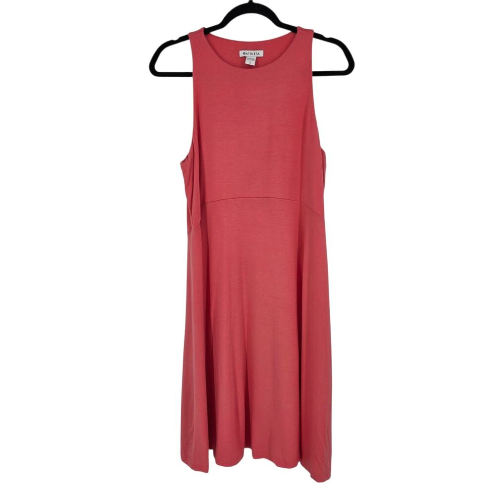 Athleta Coral Petal Santorini Thera Sleeveless Fit & Flare Jersey Dress Size L